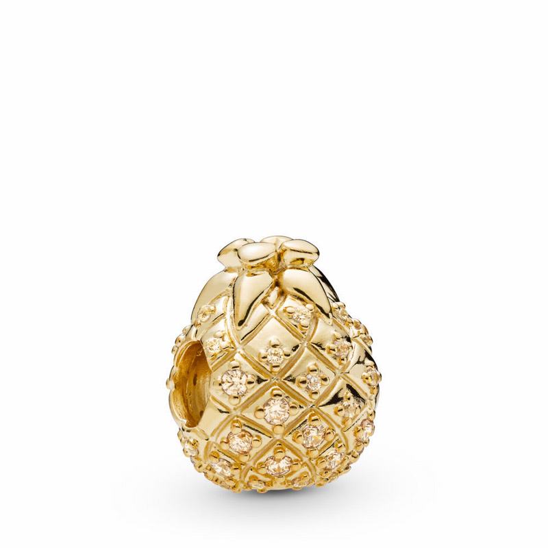 Pandora Shine™ Golden Pineapple Charm - 18ct Gold Plated/Gold/Cubic Zirconia - Canada | AP9085GB